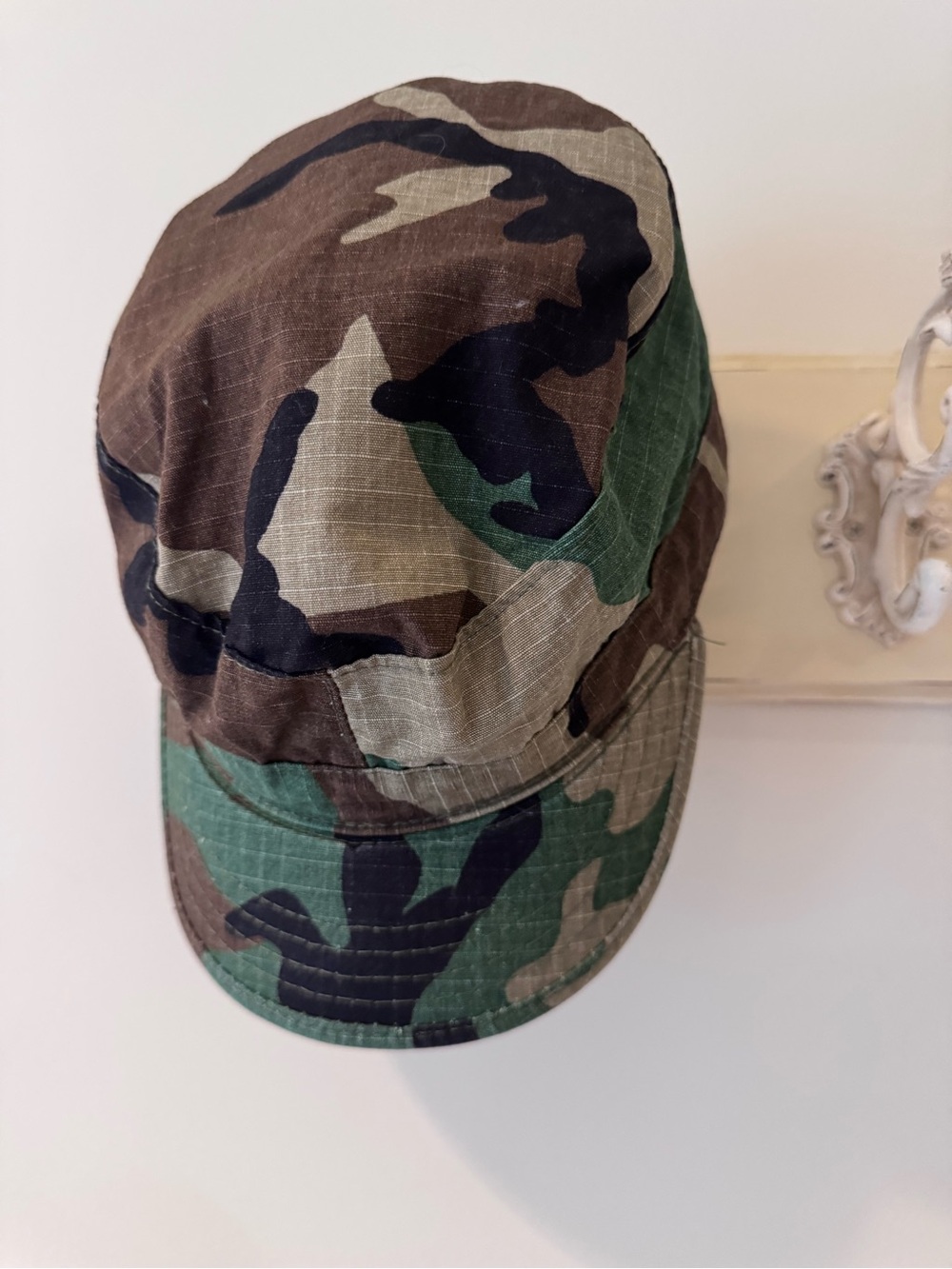 Camouflage Military-Style Cap - Green/Brown Camo